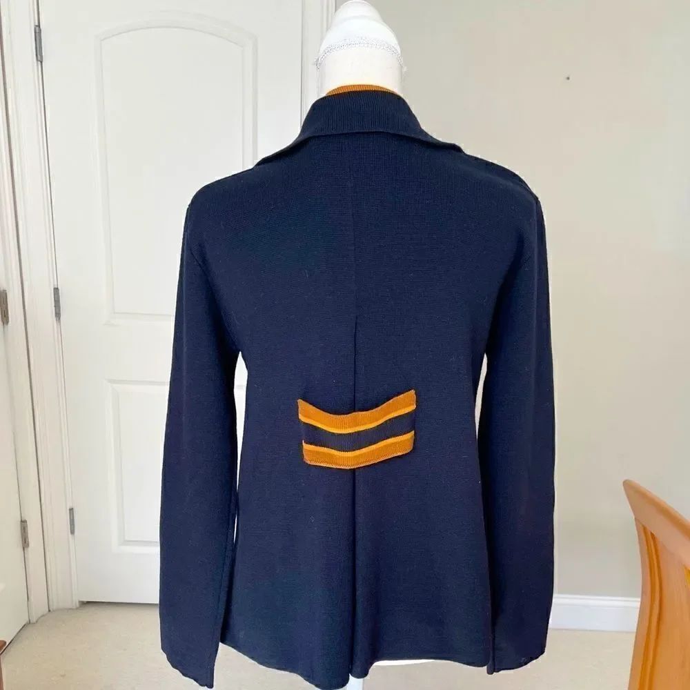 Alpha Studio Navy and Orange Knit Jacket - Picture 3 of 8